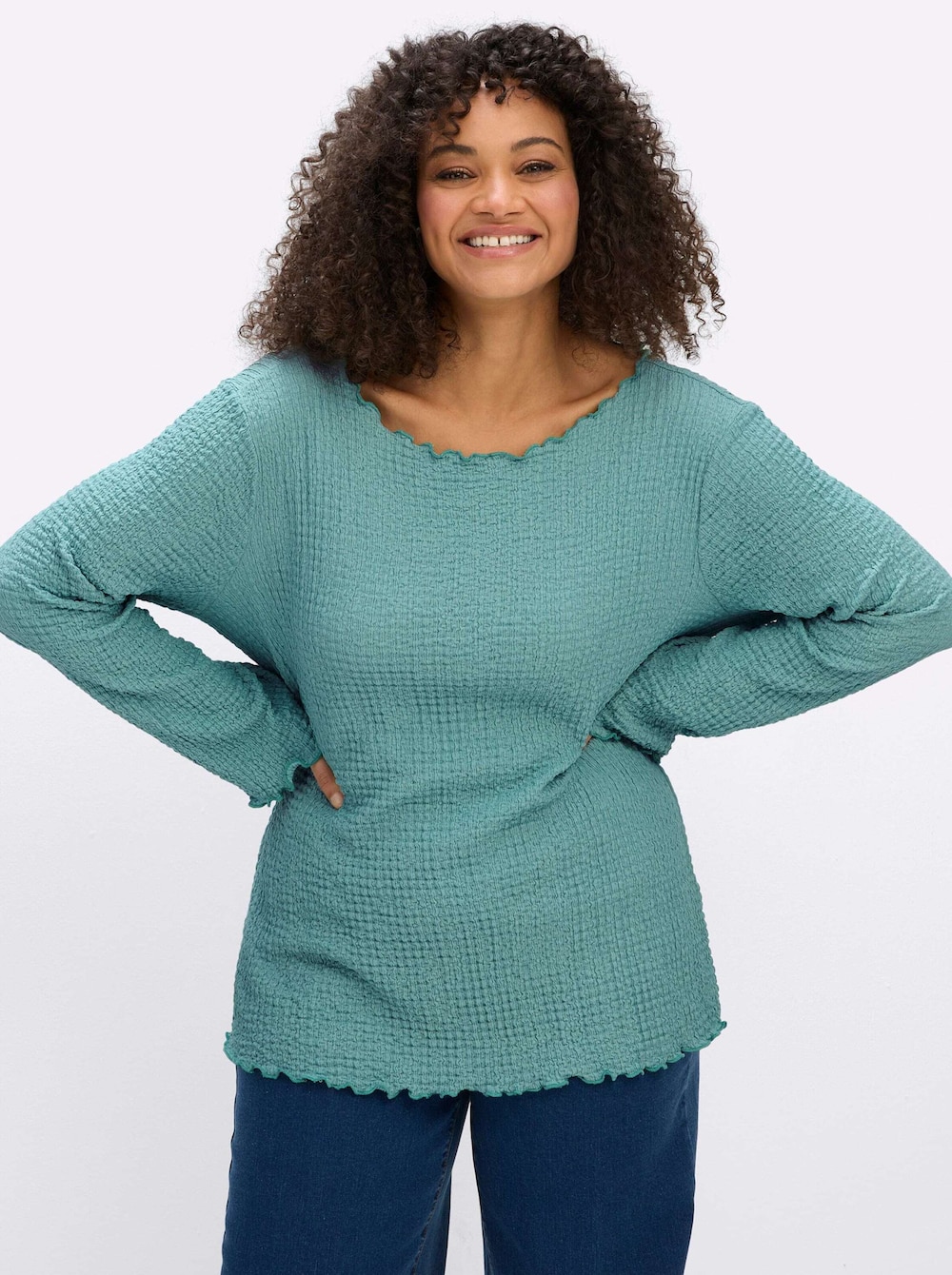 Langarm-Shirt Langarmshirt aus stretchiger Smok-Qualität Langarm