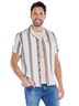 Herren Gestreiftes Overshirt mit Hawai-Kragen , Beige