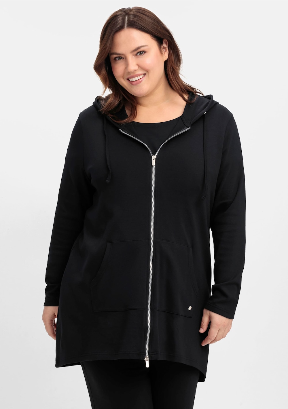 Sweatjacke Langarm Uni Mit Kapuze