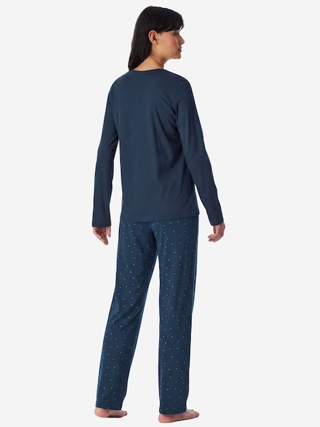 Schiesser Damen Schlafanzug Casual Essentials deepblue