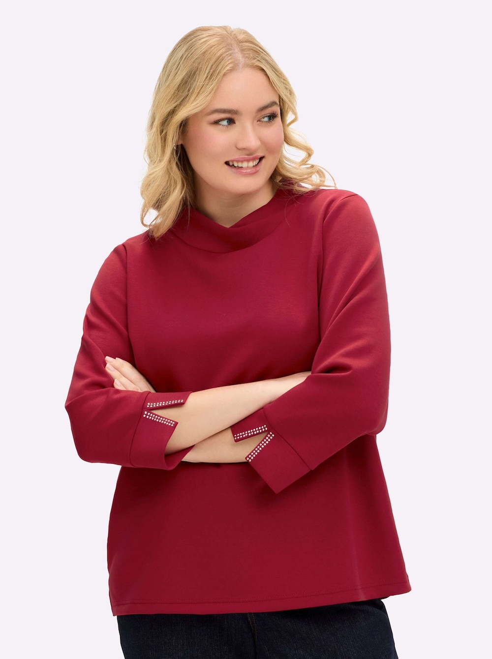 Sweatshirt 3/4-Arm Uni Stehkragen