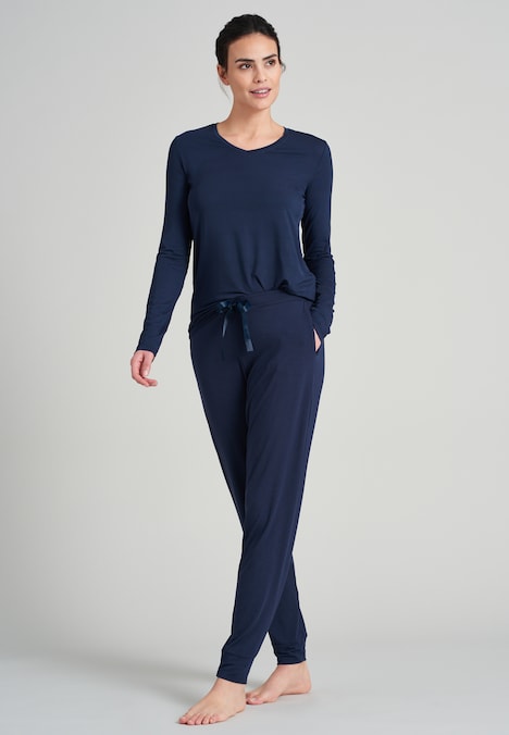 Schiesser Damen Hose Lang - blue - 48