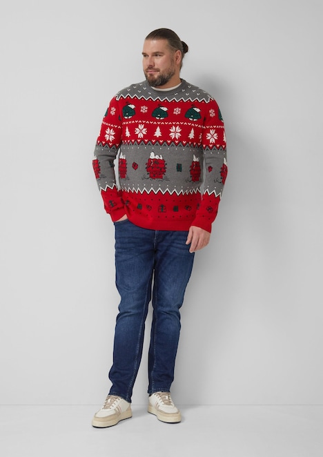 Weihnachtspullover aus reiner Baumwolle mit Peanuts®-Motiv