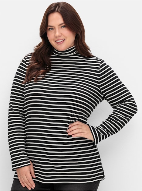 Rollkragenshirt Langarm Streifen Rollkragen