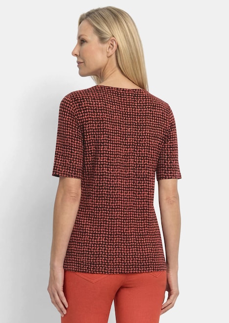 Viskoseshirt mit geometrischem Minimal Print