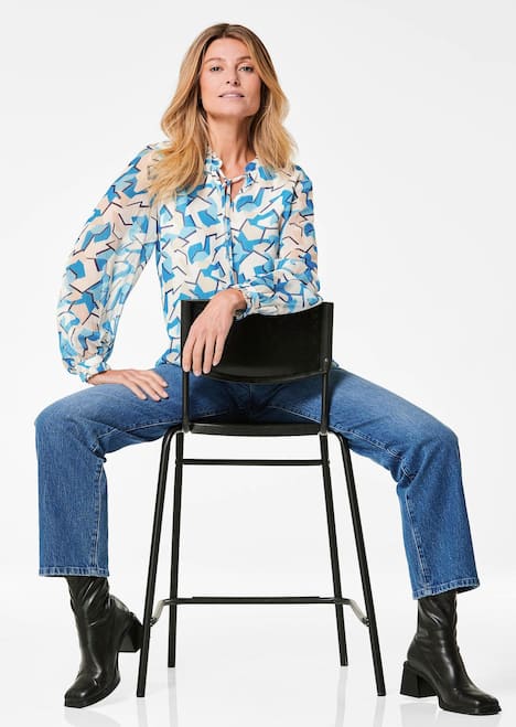 GOLDNER Blouse Chiffon blouse met elastische manchetten