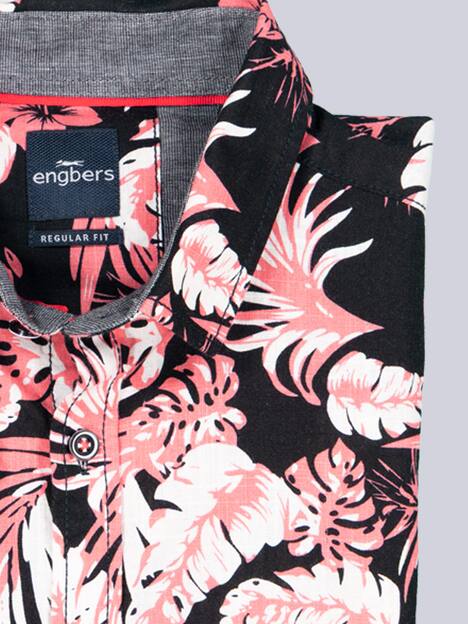 engbers Herren Kurzarm-Hemd gemustert , Hellrot