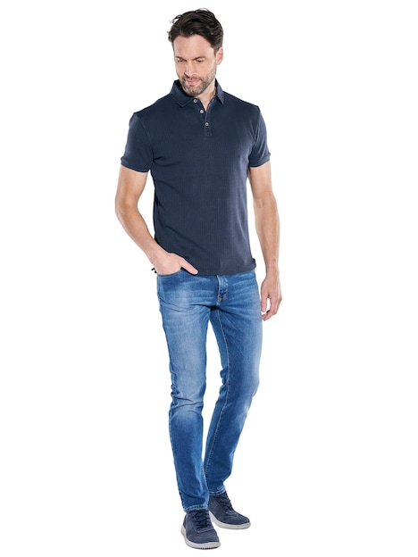 Herren Poloshirt mit Knopfleiste , Saphirblau