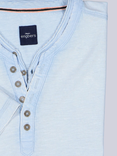 Herren Henley T-Shirt mit Knopfleiste , Hellblau
