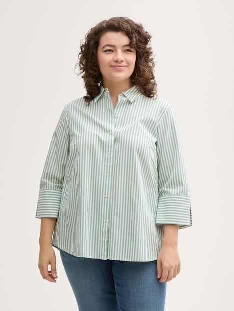 Tom Tailor Women PLUS Blusen & Shirts Plus Size - Loose Fit Bluse mit Streifenmuster