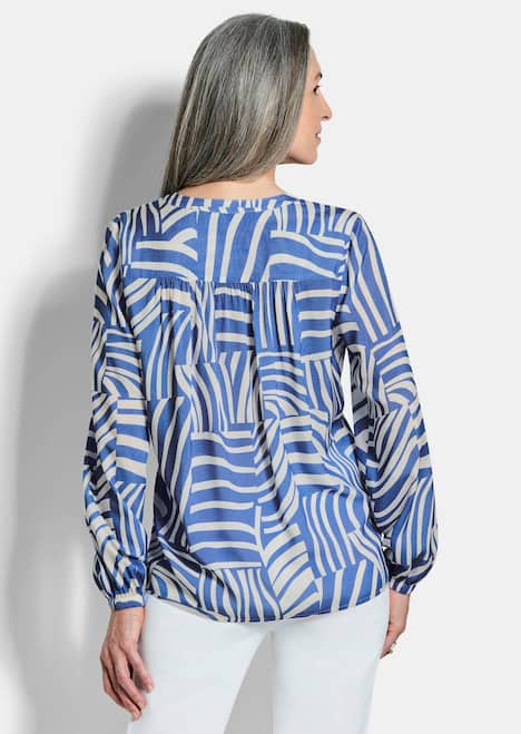 Grafische Viskosebluse mit Schlitz