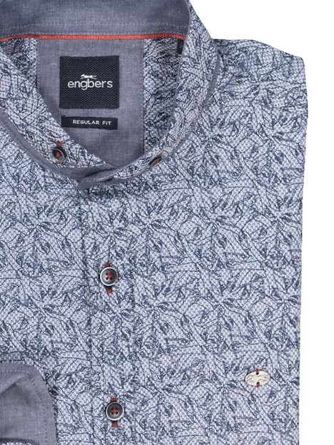 engbers Herren Langarm-Hemd gemustert , Saphirblau