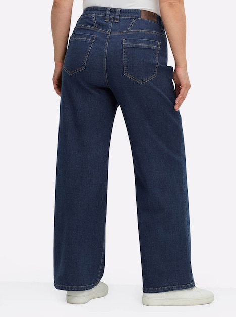 Jeans Jeans mit weitem Bein und Paspelierung Formbund Uni