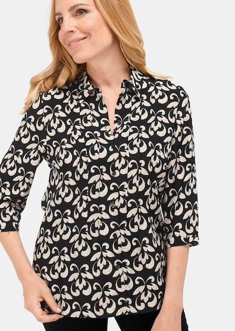 GOLDNER Blouse met print Overhemdblouse met doorlopende knopenlijst