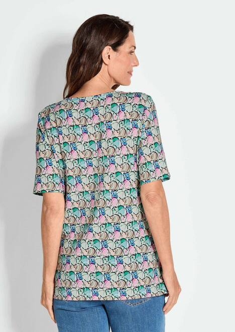 Multicolor-Shirt mit Halbarm, Rundhalsausschnitt