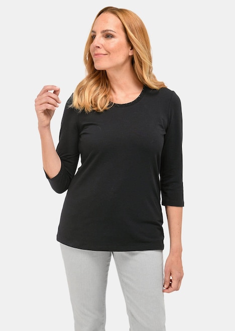Geschmücktes Rundhalsshirt aus Pima-Baumwolle
