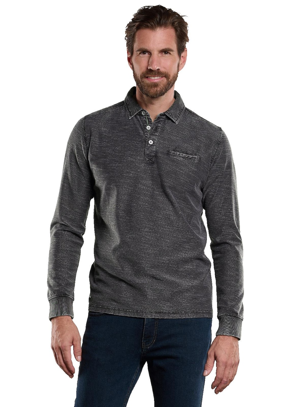 Langarm-Shirt mit Polo-Kragen