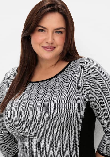 Strickkleid 3/4-Arm Sonstiges Muster Rundhals