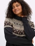 Langarm-Pullover Jacquardpullover im Norweger-Stil Langarm Stehkragen