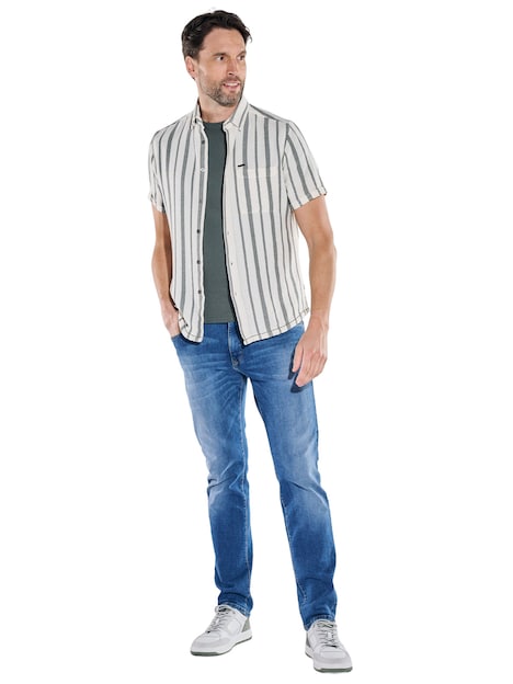 Herren Overshirt in Leno-Webung , Khaki