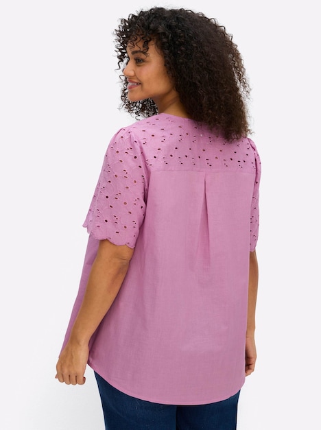 Kurzarmbluse Kurzarm Ohne Kragen