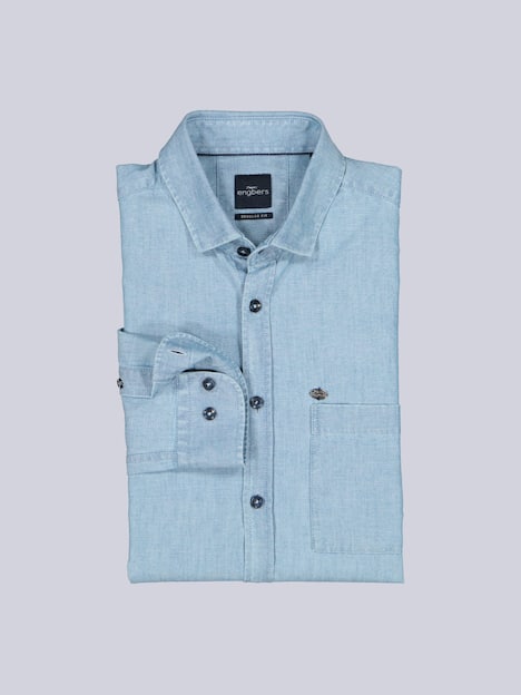engbers Herren Helles Jeanshemd , Mittelblau