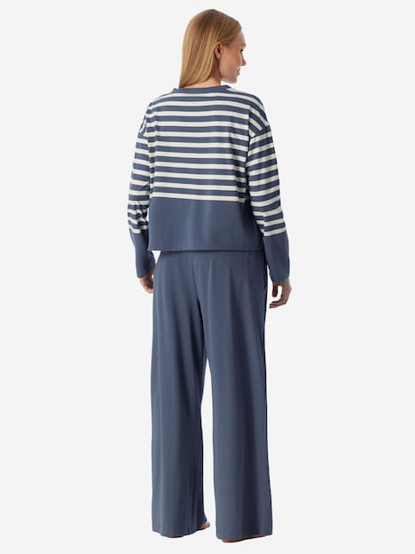 Schiesser Damen Schlafanzug Casual Nightwear blaugrau