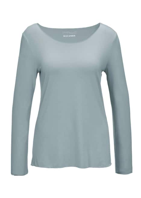 Langarmshirt mit tonaler Zierkante