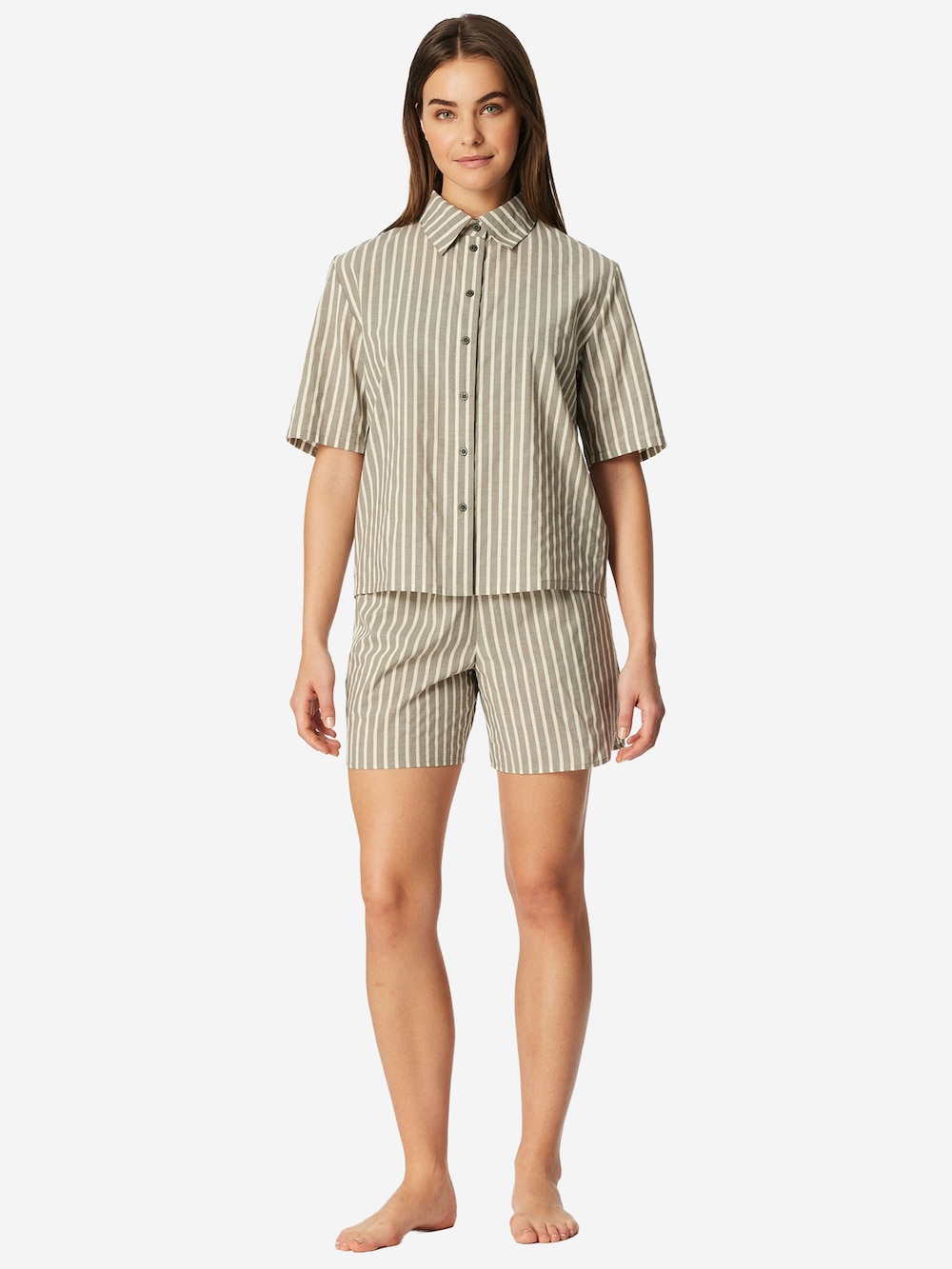 Schiesser Damen Pyjama Selected Premium oliv