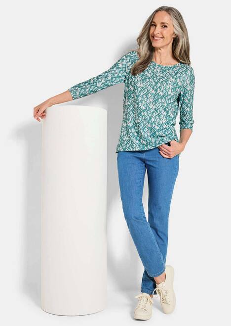 Halbarm Viskoseshirt im Allover-Design