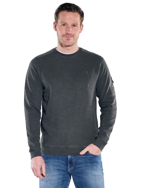 Herren Rundhals Shirt , Anthrazit