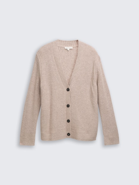 Ripp Cardigan mit V-Ausschnitt