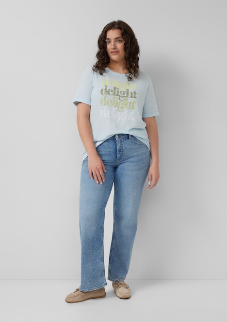 T-Shirt mit Flammgarnstruktur und Print