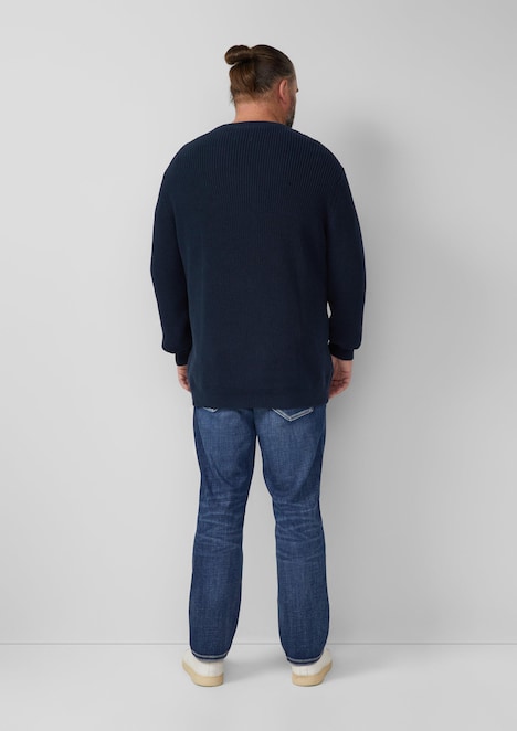 Strukturierter Baumwoll-Pullover mit Label-Patch