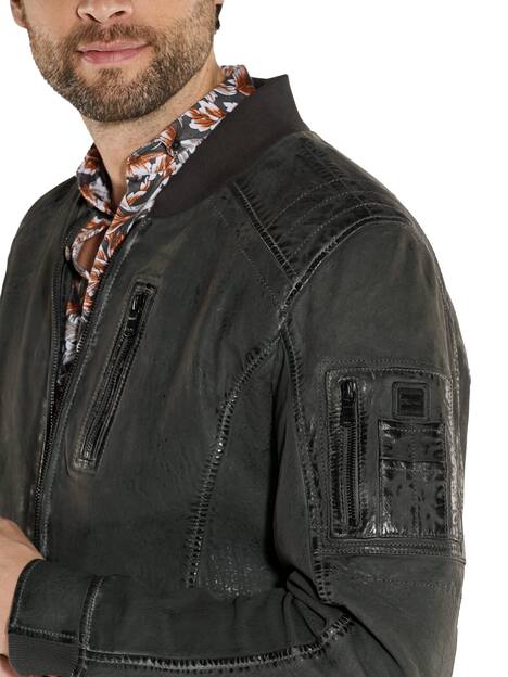 engbers Herren Lederjacke  aus Nubuk-Leder , Dunkelgrau