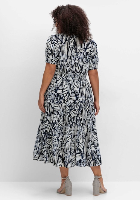 Kleid Kurzarm Print Ohne Kragen