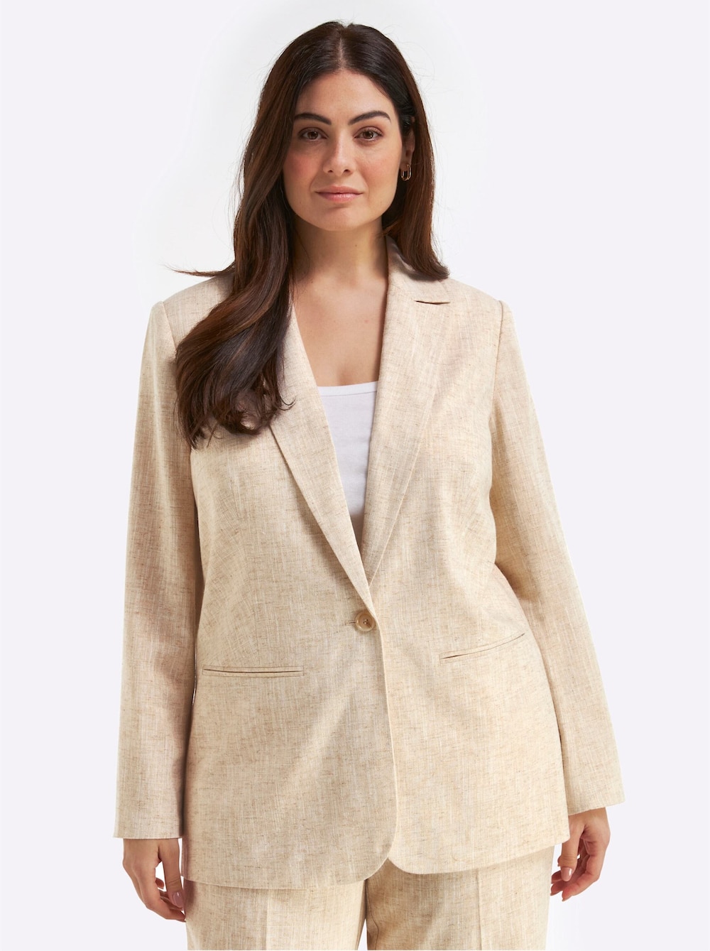 Leinenblazer Langarm Reverskragen
