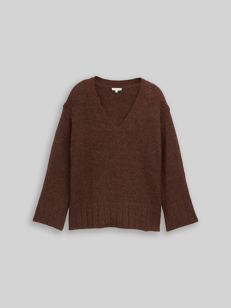 Loose Fit Strickpullover mit Wollanteil