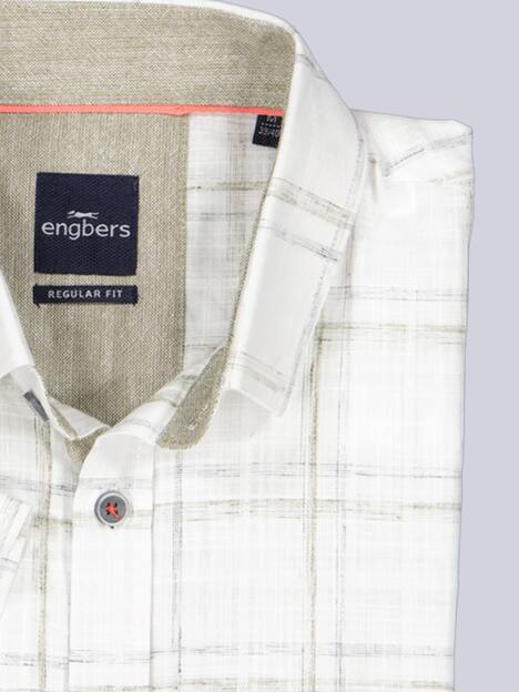 engbers Herren Kurzarm-Hemd mit Leinenanteil , Oliv