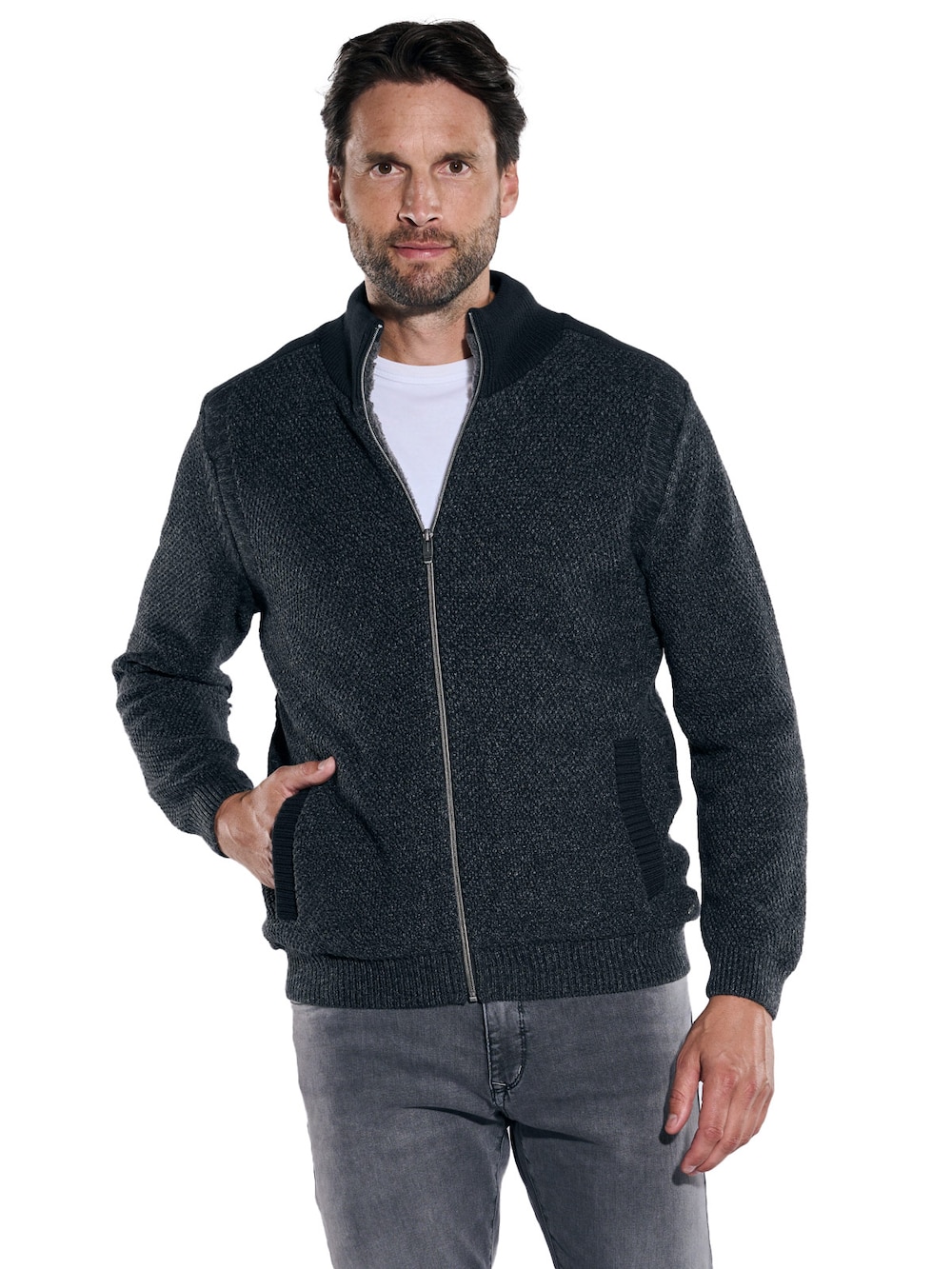 engbers Herren Strickjacke regular , Anthrazit