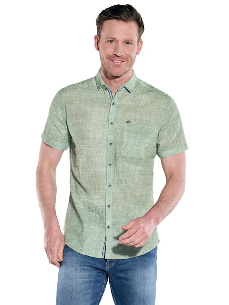 Herren Kurzarm-Hemd strukturiert , Hellgruen