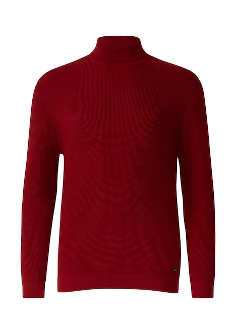 Strukturmix-Pullover aus reiner Baumwolle mit Rollkragen