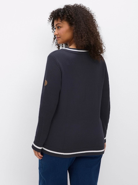 Langarm-Pullover Langarm-Pullover mit Kontrast-Details Langarm