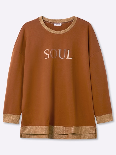Sweatshirt Sweatshirt mit Glitzer-Details Langarm Ohne Kragen