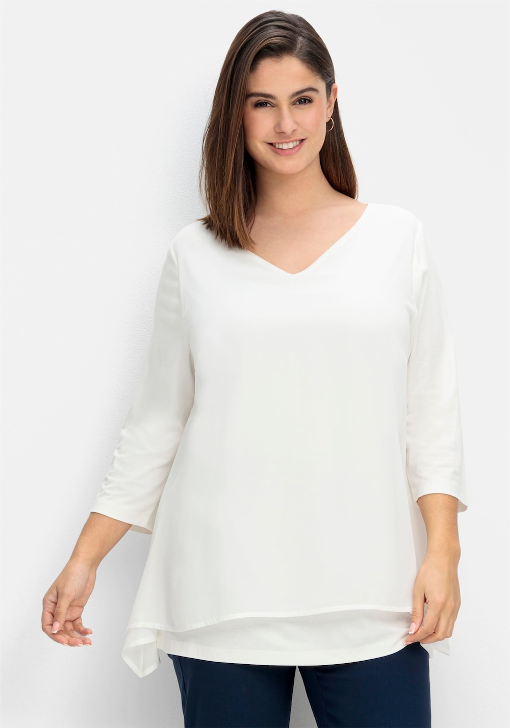 3/4-Arm-Shirt 3/4-Arm Uni Ohne Kragen