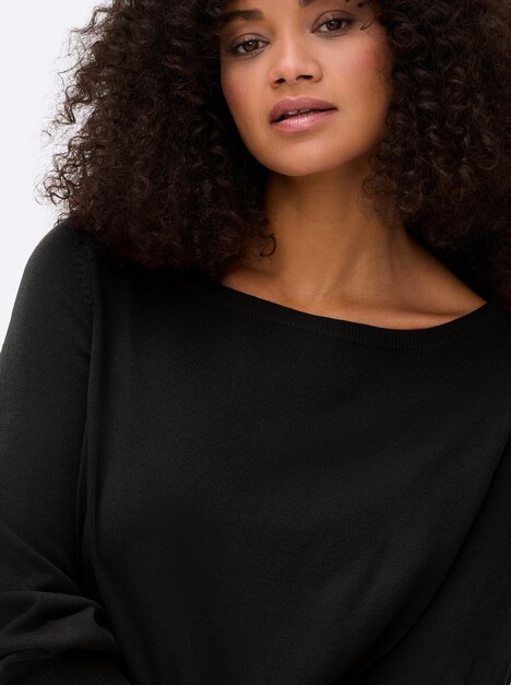 Pullover Langarm Jersey Uni Ohne Kragen