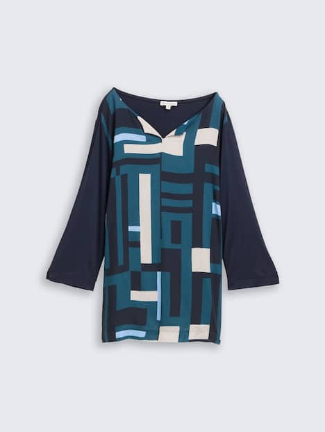 Langarmshirt im Material-Mix