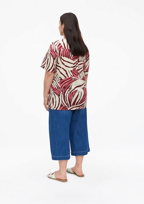 Strukturierte Viskosemix-Bluse mit All-over-Print