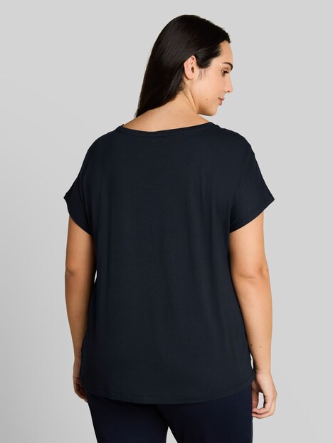 T-Shirt im Material-Mix