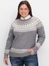 Strickpullover Langarm Mustermix gestrickt, Jacquard Norweger Ohne Kragen